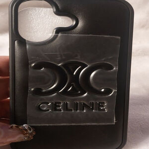 Celine Black Triomphe Phone Case. I don't know what phone this fit , not mine!
